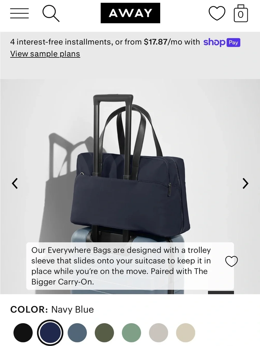 Away The Everywhere Bag in Navy EUC - Picture 6 of 13